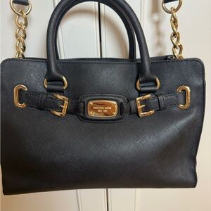 Michael Kors Black Satchel with Gold Details